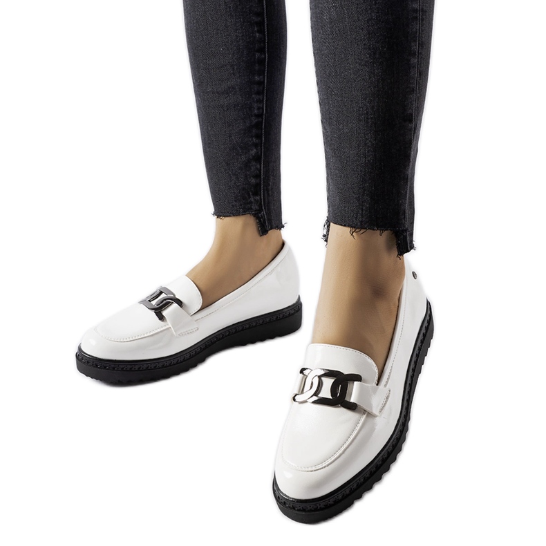 Inna Mocassins brancos envernizados da Vinceza