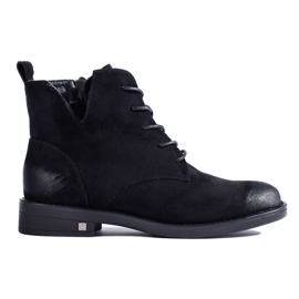 W. Potocki Botins Potocki de camurça preta com cadarço. preto