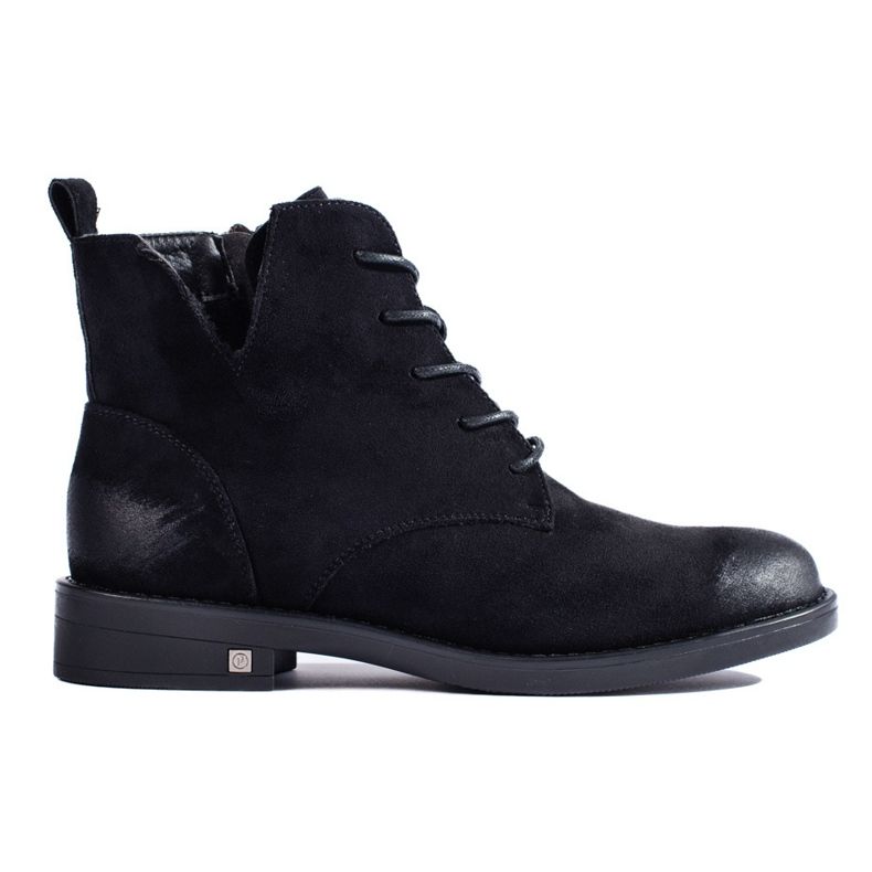 W. Potocki Botins Potocki de camurça preta com cadarço. preto