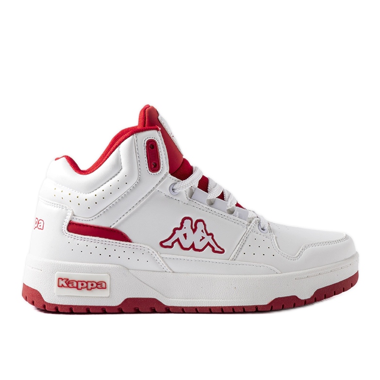Sapatos unissex brancos e vermelhos Kappa 243316 Jonscha