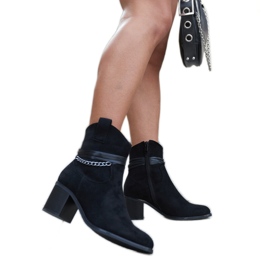 Botas de cowboy pretas de salto alto com corrente Netanel preto