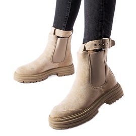Botins bege com fecho decorativo Abela