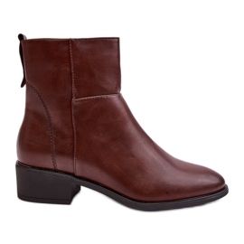 Sergio Leone Botas femininas de couro com zíper marrom Semotti