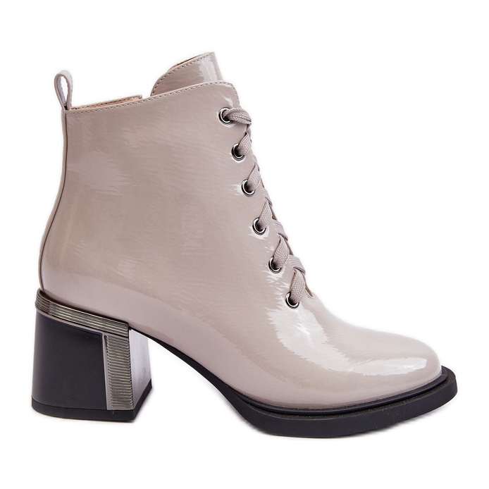 S.Barski Botas femininas envernizadas D&amp;A MR870-98 bege claro