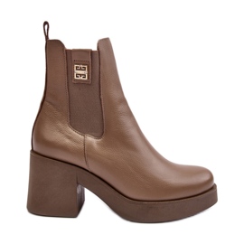 Lemar Botas femininas de couro com salto alto marrom Kodra marrom