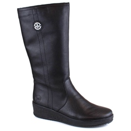Botas impermeáveis ​​de couro isoladas com lã de ovelha Rieker W RKR237B preto