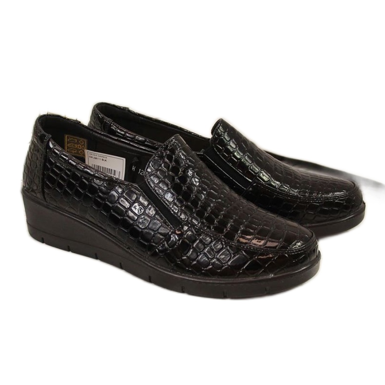 Sapatos de cunha lacados confortáveis ​​T.Sokolski W SCA61A, preto