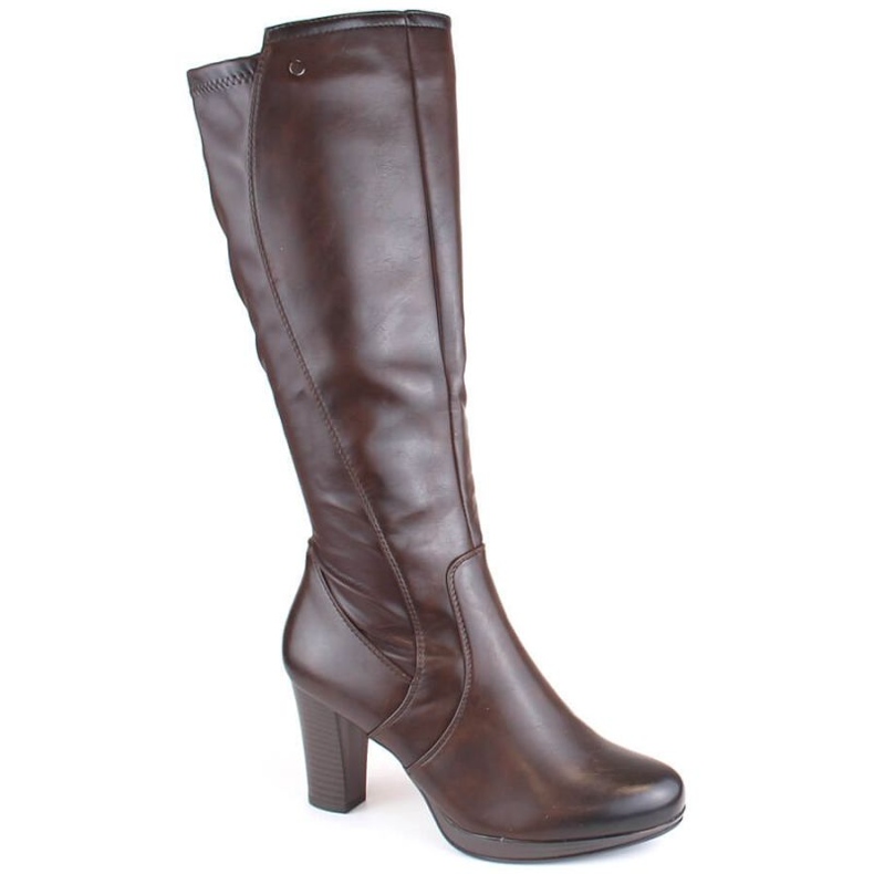 Botas de salto alto com elástico nas costas, isoladas M.Daszyński W SAN27B castanho