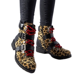 Botins pretos e bege com estampa de leopardo Baltimore