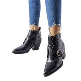 Botas de cowboy Corrado pretas com salto alto preto