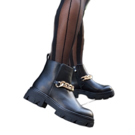 Botins pretos com corrente Alfie grossa decorativa