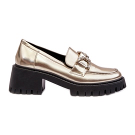 Sapatos femininos de couro com salto alto enorme, Gold Lemmitty dourado Sapatos femininos de couro com salto alto enorme, Gold Lemmitty dourado