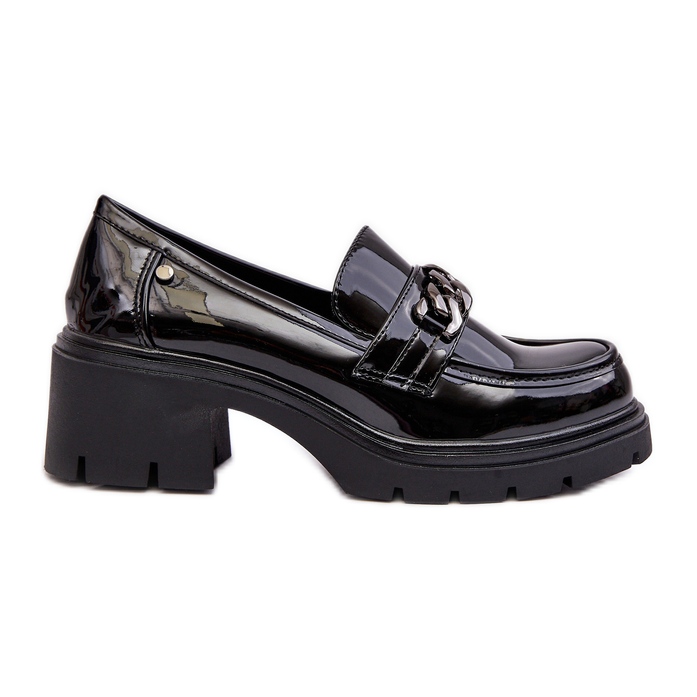 WS1 Sapatos femininos de couro envernizado com salto baixo preto Blimma preto