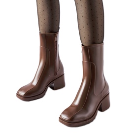 Botas Wellington marrons com zíper e bloco Maggiore castanho