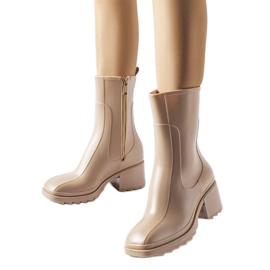 Botas Wellington bege com zíper e bloco Maggiore