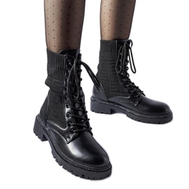 Botins meia pretos com strass Emanuele