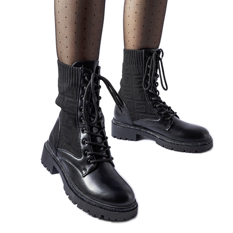 Botins meia pretos com strass Emanuele