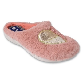 Chinelos femininos Inblu 155D148 rosa com aplicação dourada