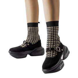 Botins pretos Ivana houndstooth