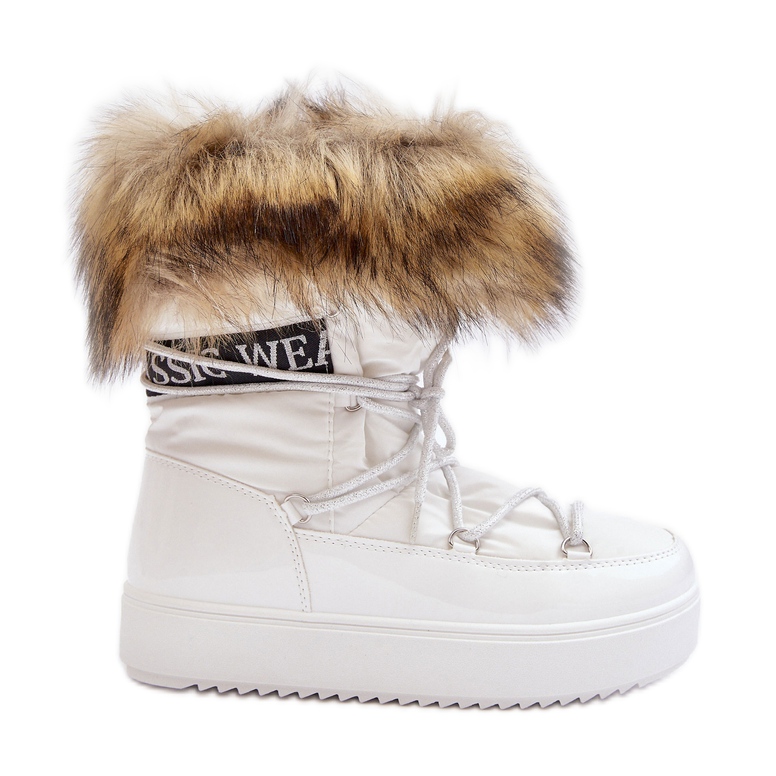 Botas de neve femininas com cordões brancas Santero branco