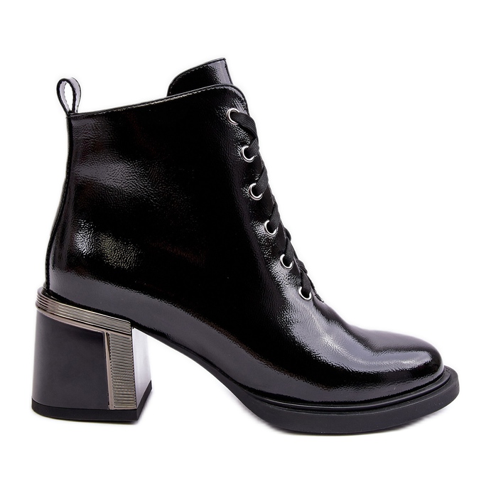 S.Barski Botas femininas envernizadas D&amp;A MR870-98 pretas preto