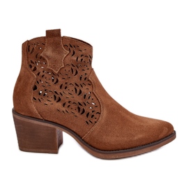 S.Barski Botas de cowboy em camurça perfurada D&amp;A SN622-21 Camelo castanho