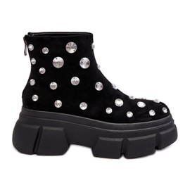 S.Barski Botas isoladas em camurça com cristais D&A MR870-83 pretas preto S.Barski Botas isoladas em camurça com cristais D&A MR870-83 pretas preto