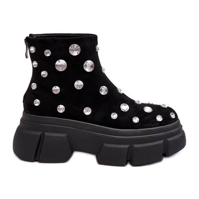 S.Barski Botas isoladas em camurça com cristais D&amp;A MR870-83 pretas preto