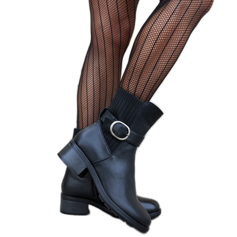 Botins pretos com fivela Archuleta decorativa Botins pretos com fivela Archuleta decorativa