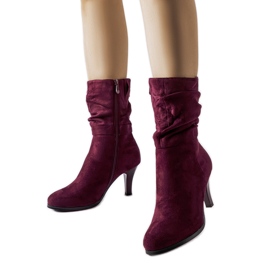 Botas de camurça ecológica com isolamento cor de vinho e salto alto Sant vermelho