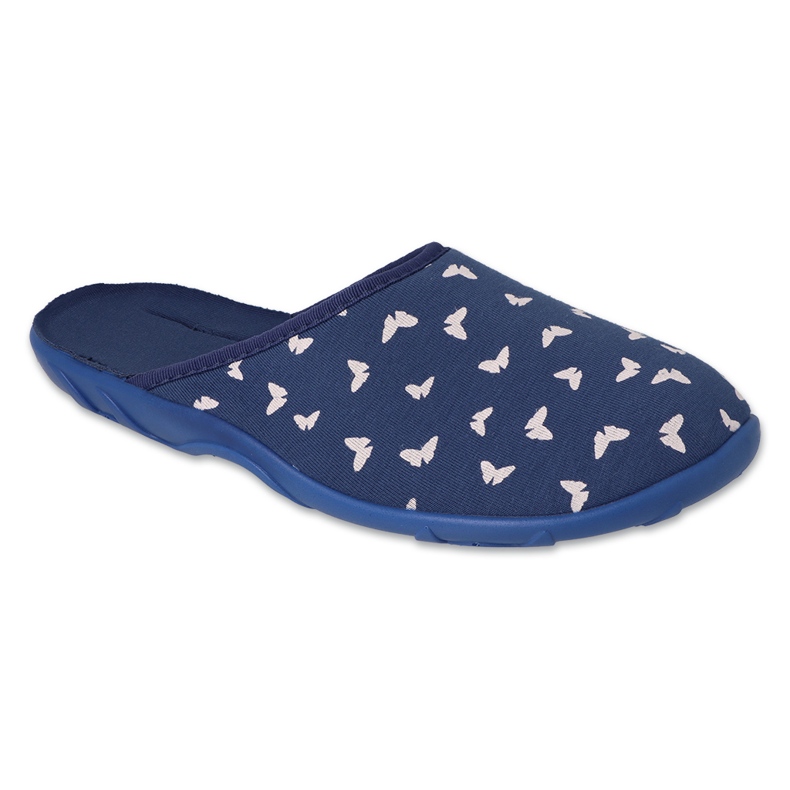 Chinelos femininos Befado 235D192 azuis com borboletas brancas azul