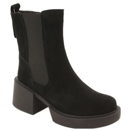 Filippo Botins de camurça de couro com salto alto na cor preta preto