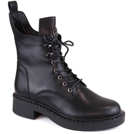 Botas femininas de couro com cadarço e zíper, isoladas, pretas, T.Sokolski 712 preto Botas femininas de couro com cadarço e zíper, isoladas, pretas, T.Sokolski 712 preto