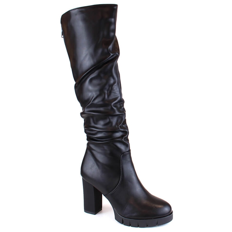Botas femininas pretas enrugadas e isoladas de salto alto Filippo DKZ4814 preto
