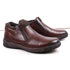 Botas masculinas impermeáveis ​​de couro marrons com isolamento Rieker B0392-25 marrom