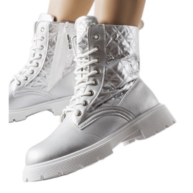Inna Botas prateadas decoradas com acolchoado Jalbert prata