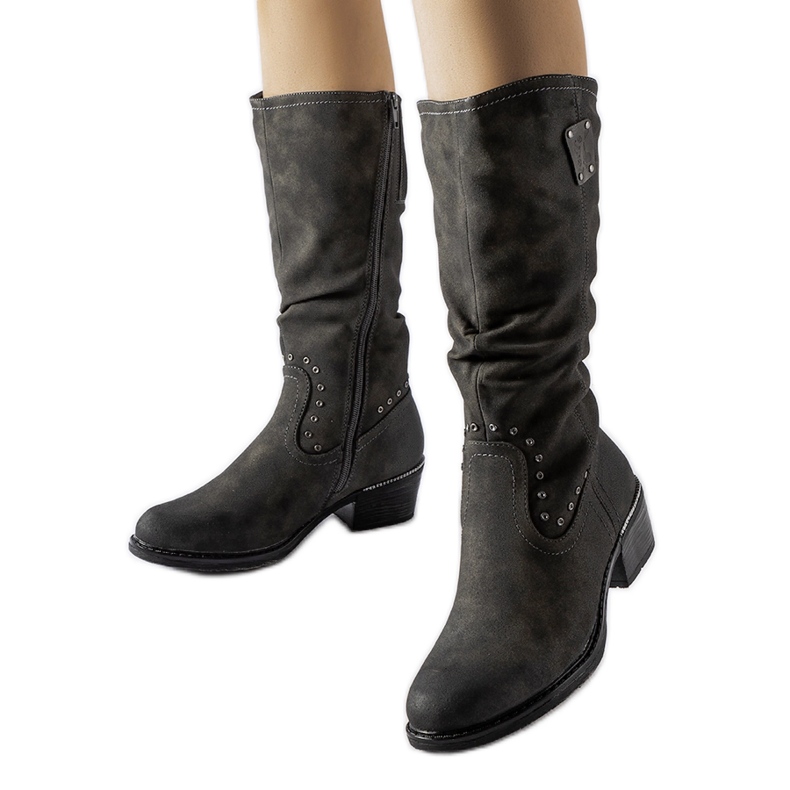 Botas de cowboy com isolamento cinza e bloco Lignod Botas de cowboy com isolamento cinza e bloco Lignod