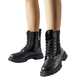 Botas pretas decoradas com acolchoado Jalbert preto