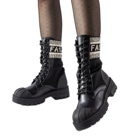 Sapatos de meia preta com inscrição Daria branca preto