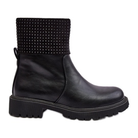 WJ2 Botas rasas femininas com decoração, Zanidite preta preto