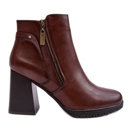 Sergio Leone Botins femininos de salto alto com zíper, marrom Ryelle