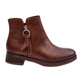 Botas rasas femininas de couro marrom Vasica