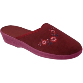 Chinelos femininos Befado com flores pu 219D480 bordô vermelho