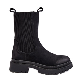 PE1 Botas Chelsea femininas com zíper, Preto Samil