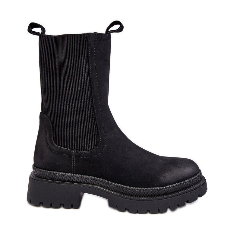 PE1 Botas Chelsea femininas com zíper, Preto Samil