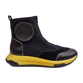 Botins femininos de couro com zíper Maciejka 06297-01 pretos