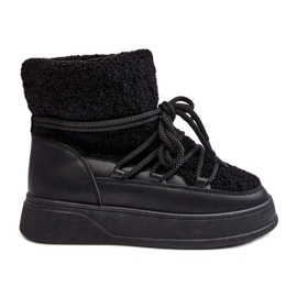 FG2 Botas de neve com plataforma feminina pretas Ahatissa preto