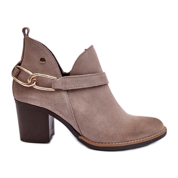 Botas femininas de camurça de salto alto Maciejka 06247-04 bege