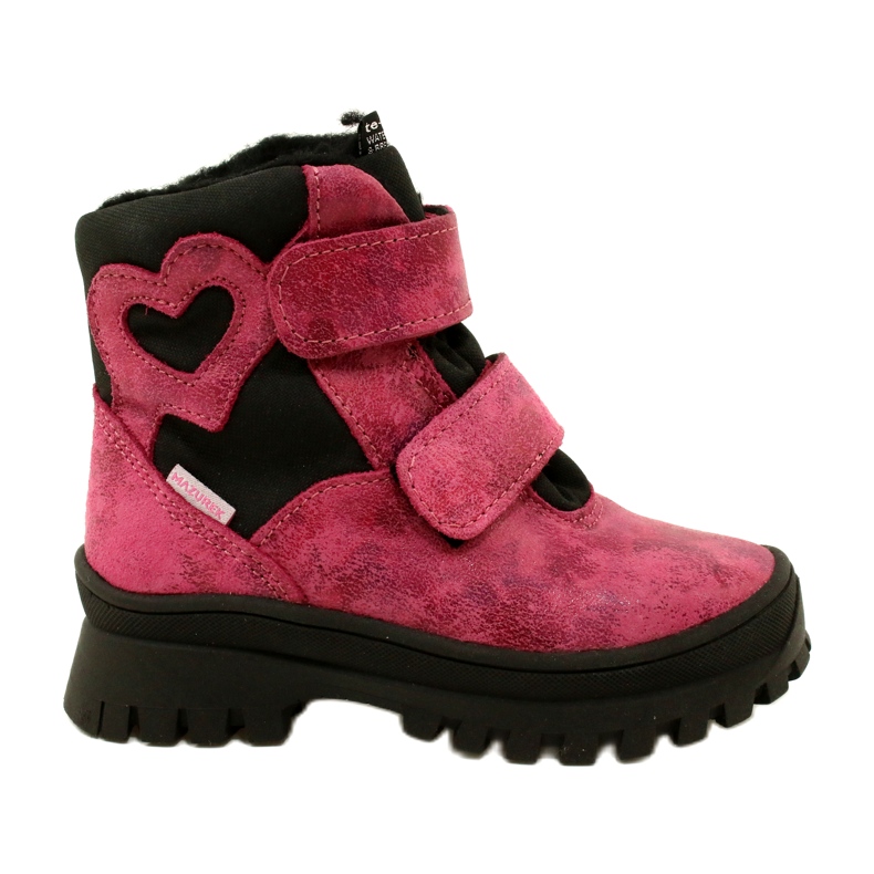 Botas de neve de couro feminino botas impermeáveis te-por Mazurek 1351 rosa