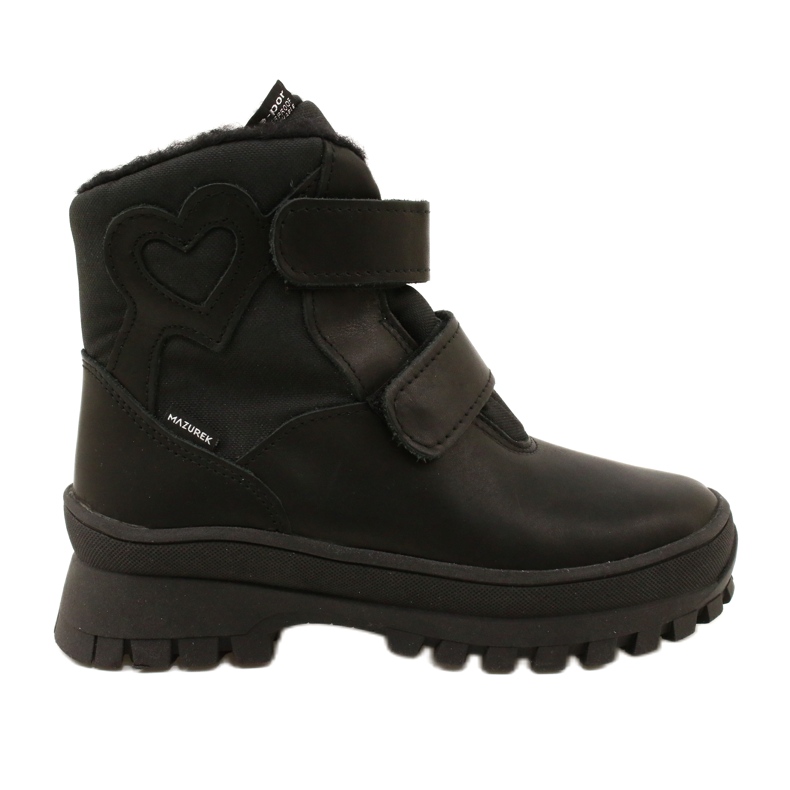 Botas de neve de couro botas impermeáveis ​​te-por-por Mazurek 1351 cardíaco preto